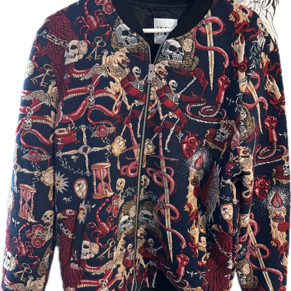 Colorful Skeleton Print Bomber Jacket